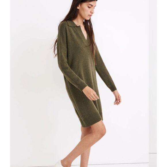 Madewell Women Item NB860 Olive Green Long-Sleeve Polo Sweater Dress XXL NWT - Picture 3 of 11